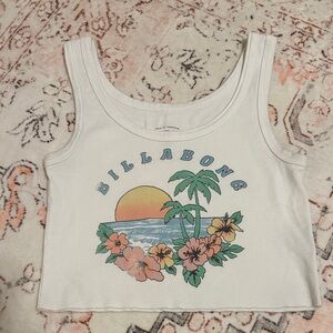 Billabong White Tank with Tropical Graphic